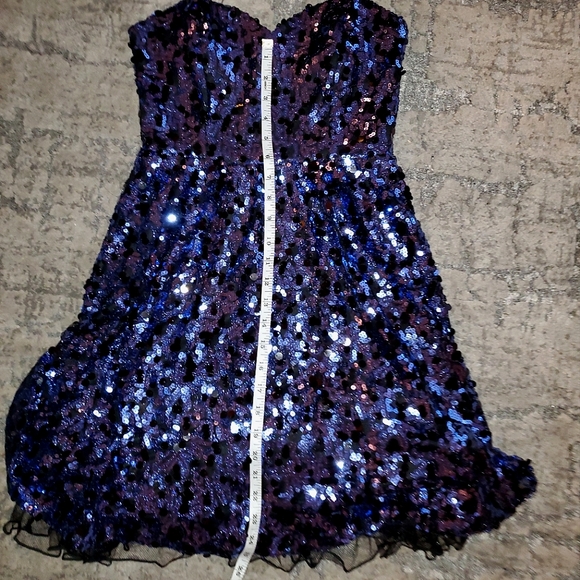 Royal Blue Sequined Strapless Formal Dress - Picture 7 of 14